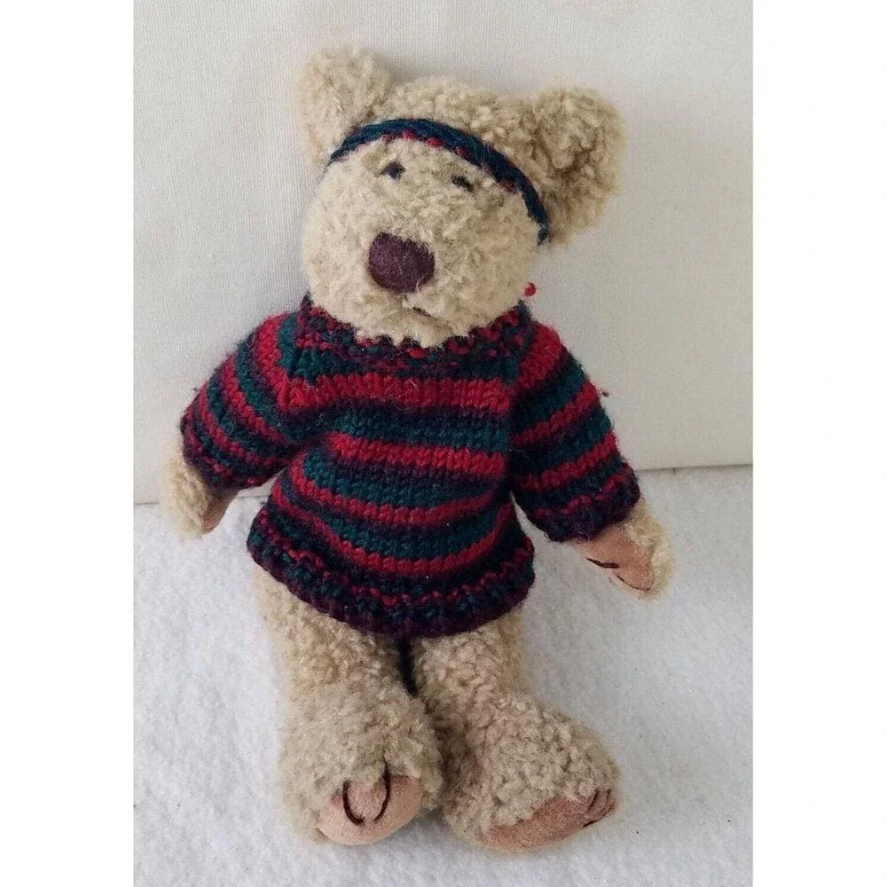 Stichler blonde bear plush‎ with multicolored sweater headband jointed legs